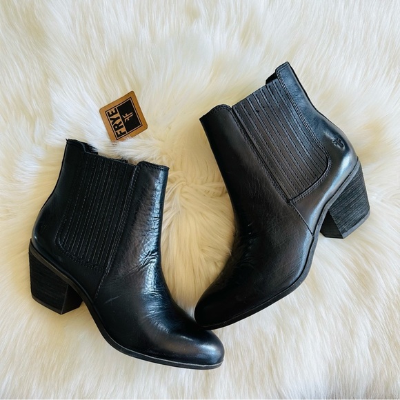 New Frye Sandra Black Leather Boots 7.5 - Picture 2 of 9